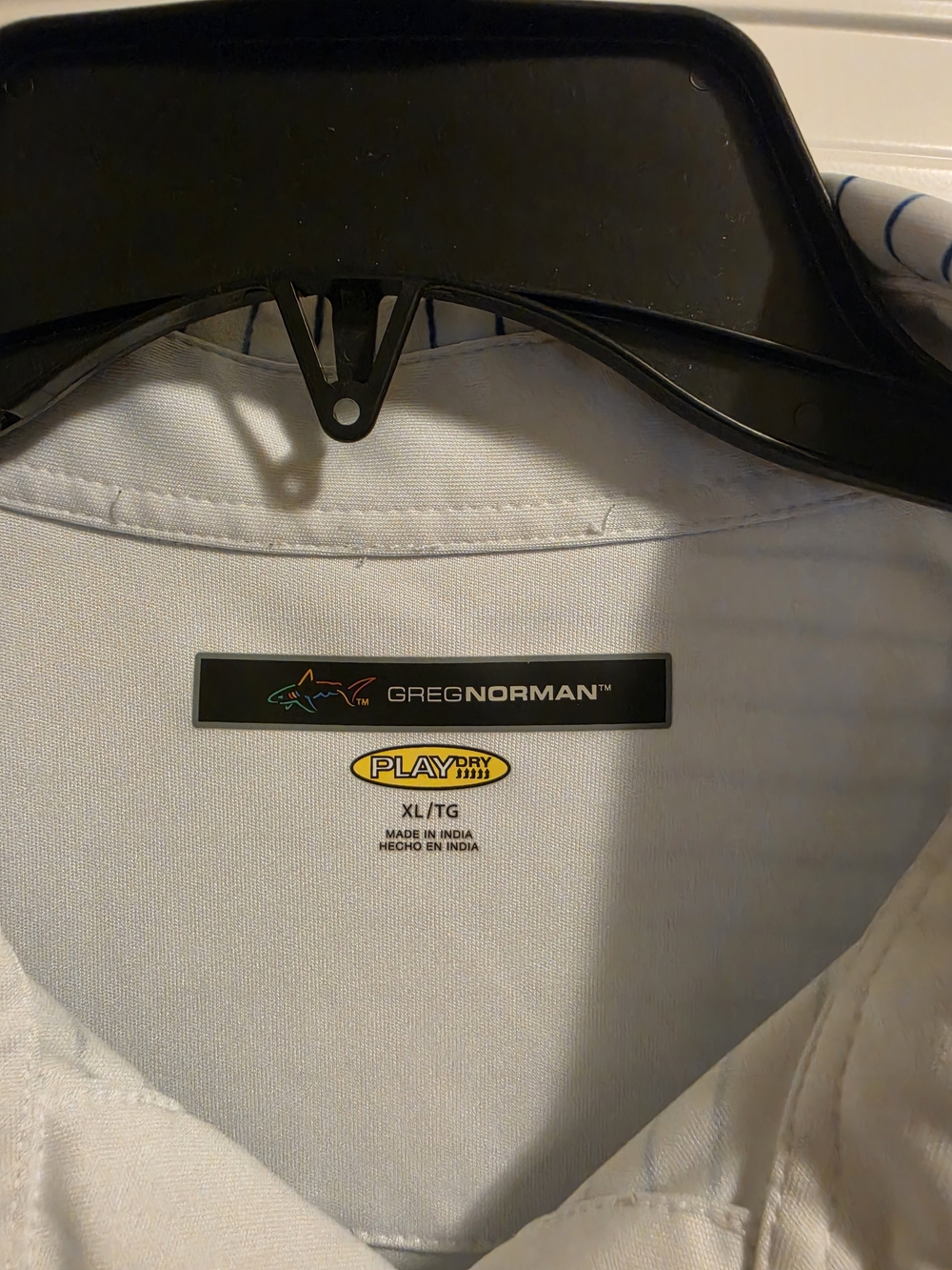 Men's White & Blue Striped Polo Shirt - Performance Golf Style - Picture 3 of 4